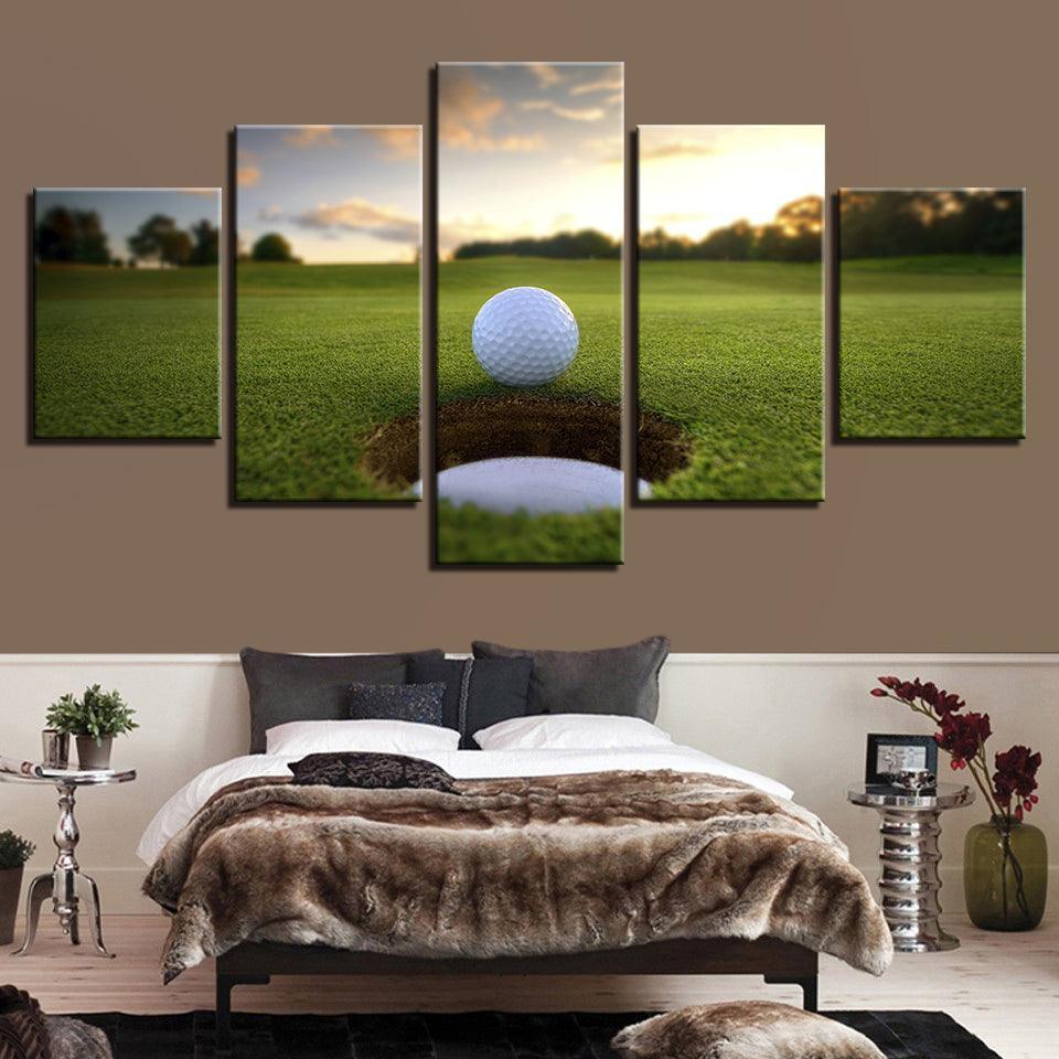 The Golf Ball Course 5 Piece HD Multi Panel Canvas Wall Art Frame-Original Frame
