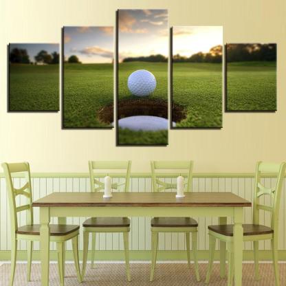 The Golf Ball Course 5 Piece HD Multi Panel Canvas Wall Art Frame-Original Frame