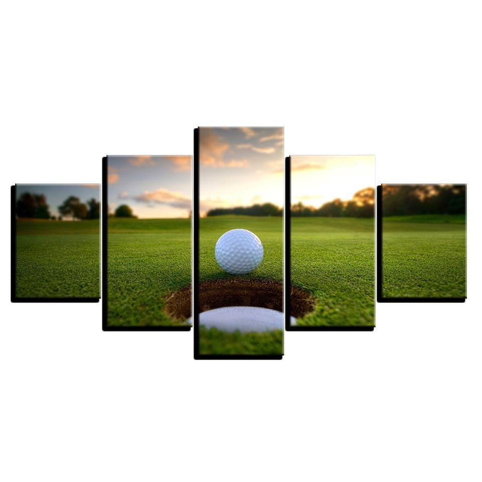 The Golf Ball Course 5 Piece HD Multi Panel Canvas Wall Art Frame-Original Frame