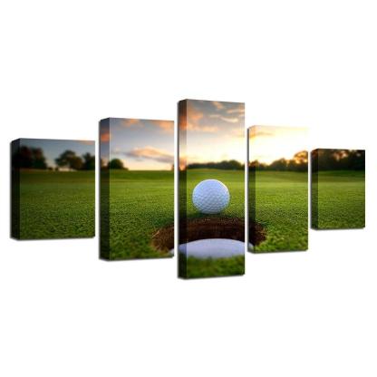 The Golf Ball Course 5 Piece HD Multi Panel Canvas Wall Art Frame-Original Frame