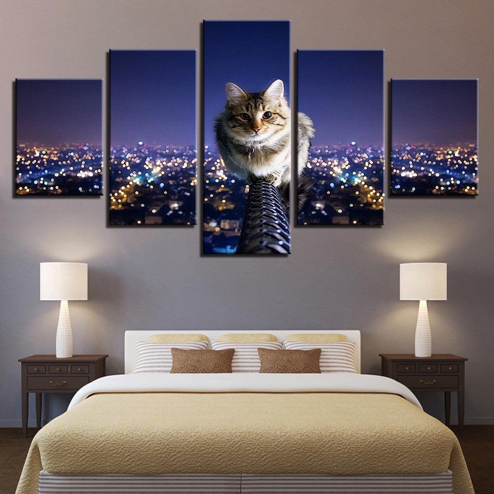 Cat 5 Piece HD Multi Panel Canvas Wall Art Frame-Original Frame