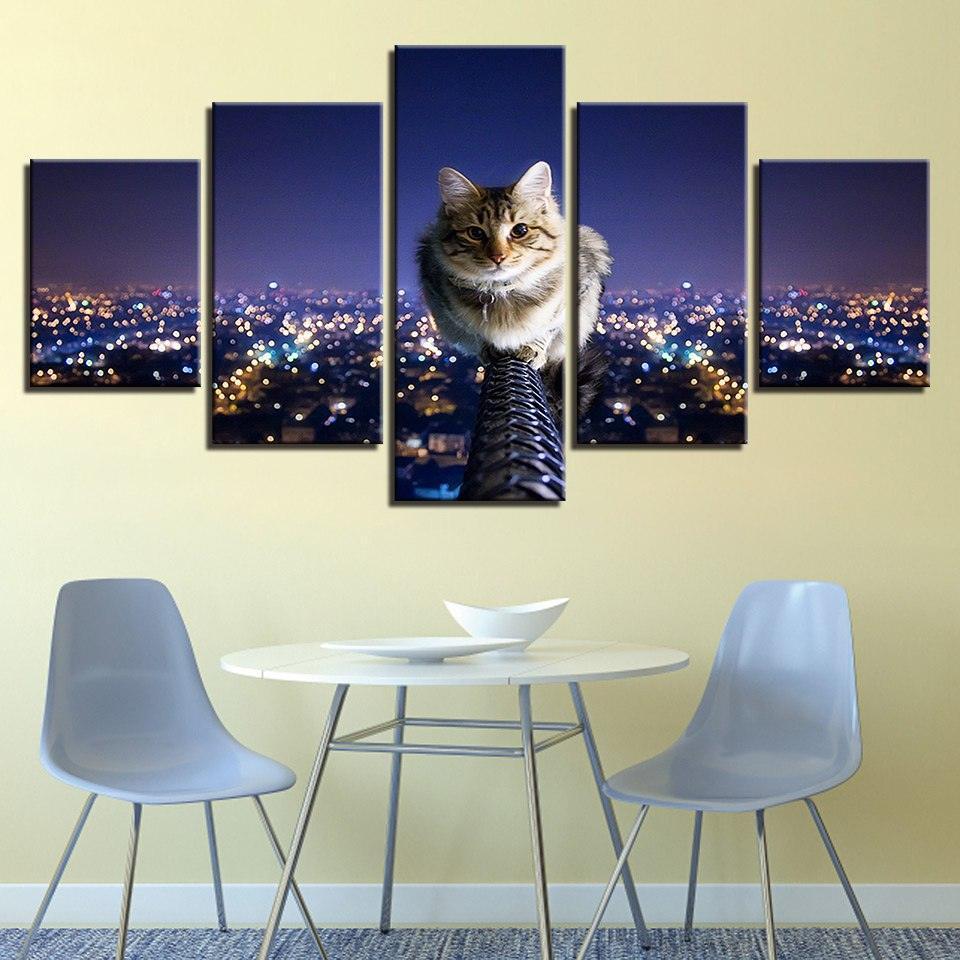 Cat 5 Piece HD Multi Panel Canvas Wall Art Frame-Original Frame
