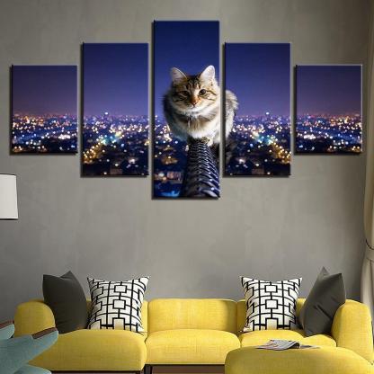 Cat 5 Piece HD Multi Panel Canvas Wall Art Frame-Original Frame