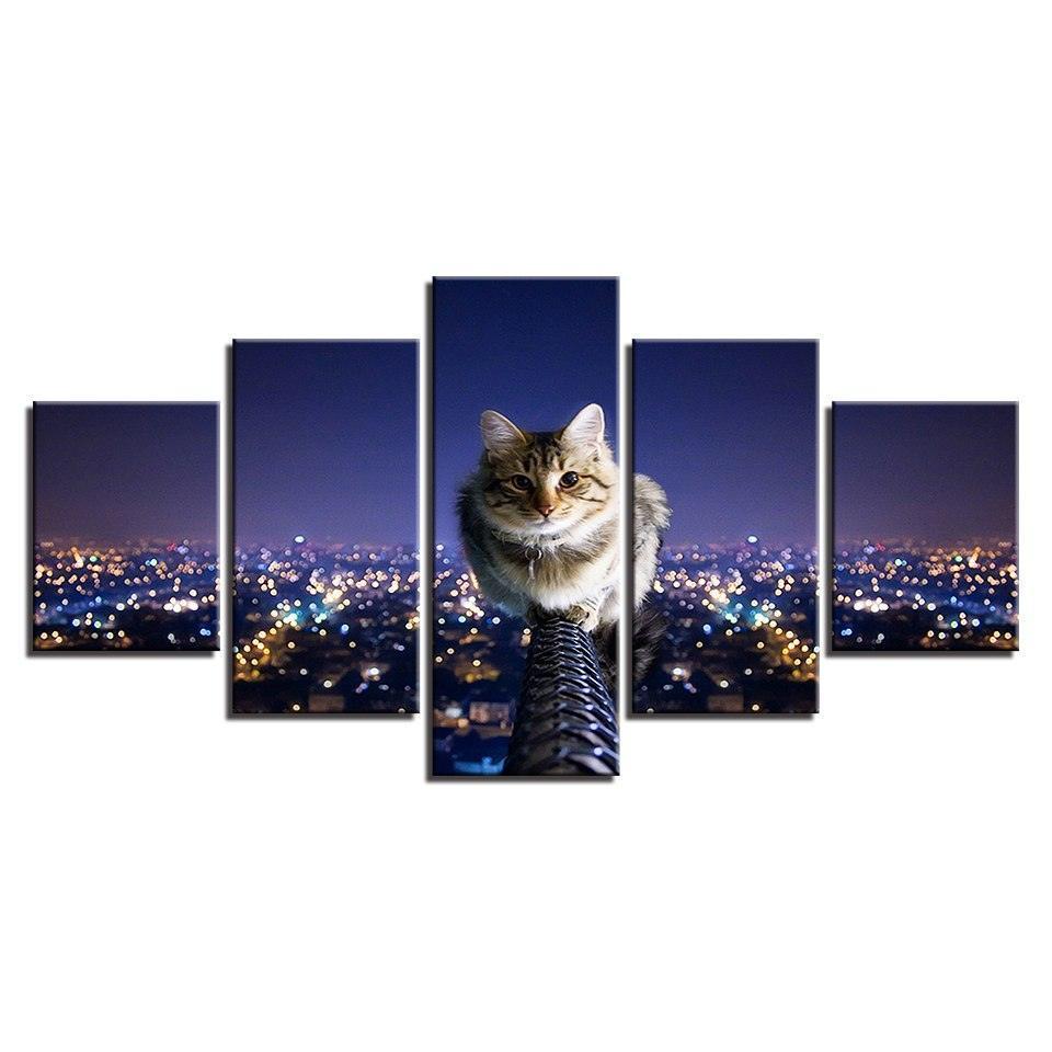 Cat 5 Piece HD Multi Panel Canvas Wall Art Frame-Original Frame