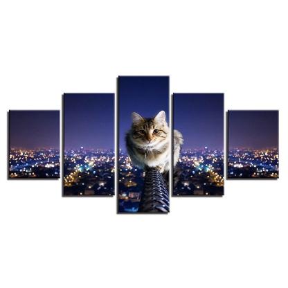 Cat 5 Piece HD Multi Panel Canvas Wall Art Frame-Original Frame
