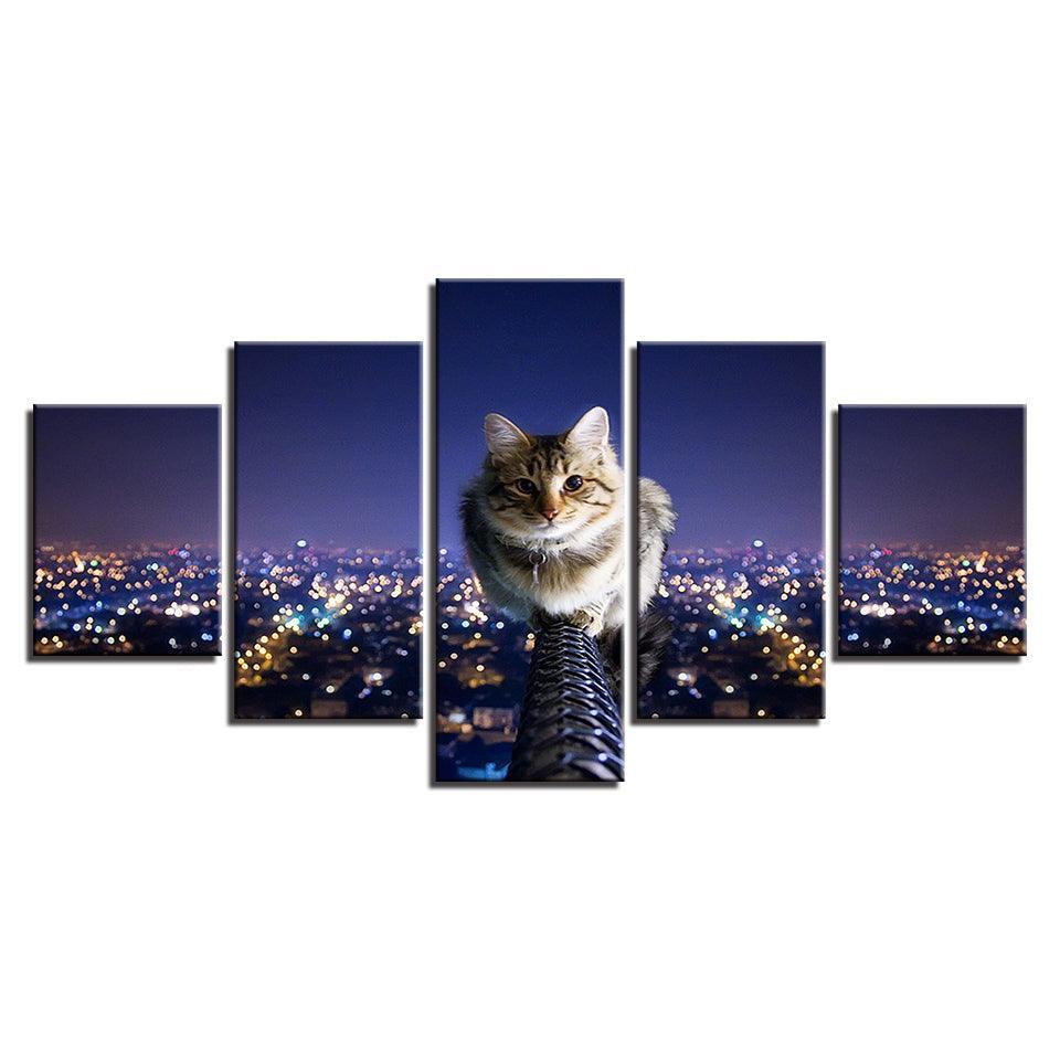 Cat 5 Piece HD Multi Panel Canvas Wall Art Frame-Original Frame