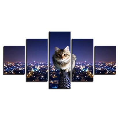 Cat 5 Piece HD Multi Panel Canvas Wall Art Frame-Original Frame
