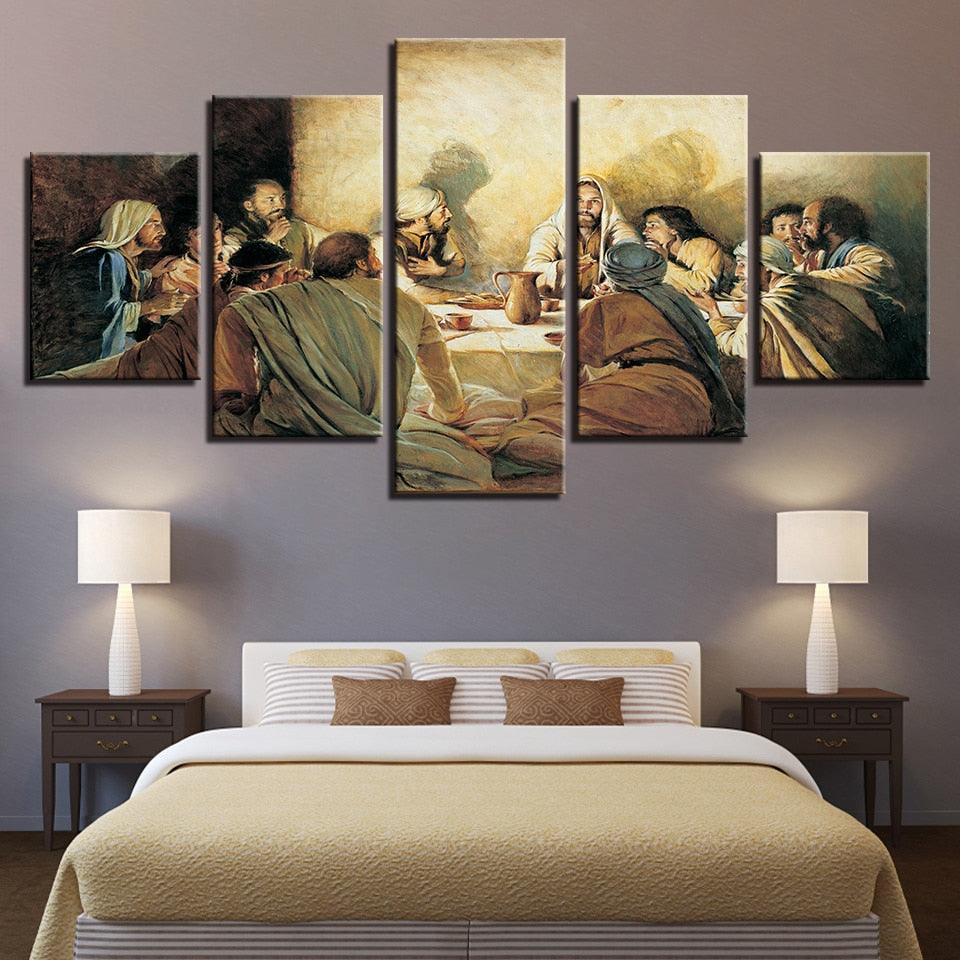Jesus Abstract 5 Piece HD Multi Panel Canvas Wall Art Frame-Original Frame