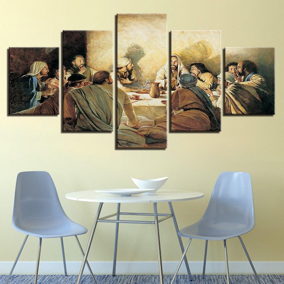 Jesus Abstract 5 Piece HD Multi Panel Canvas Wall Art Frame-Original Frame