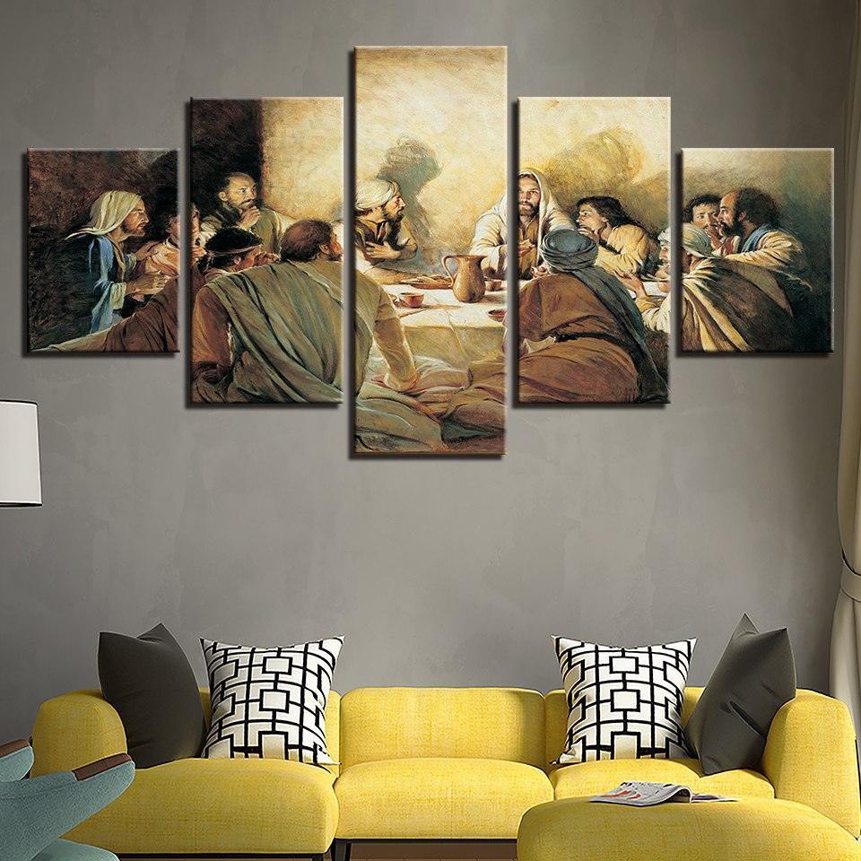Jesus Abstract 5 Piece HD Multi Panel Canvas Wall Art Frame-Original Frame