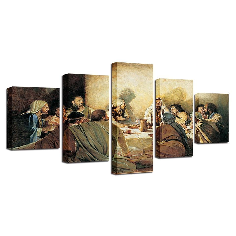 Jesus Abstract 5 Piece HD Multi Panel Canvas Wall Art Frame-Original Frame