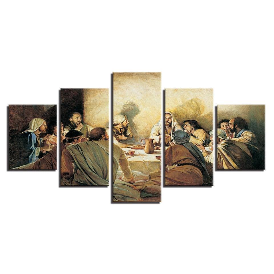 Jesus Abstract 5 Piece HD Multi Panel Canvas Wall Art Frame-Original Frame