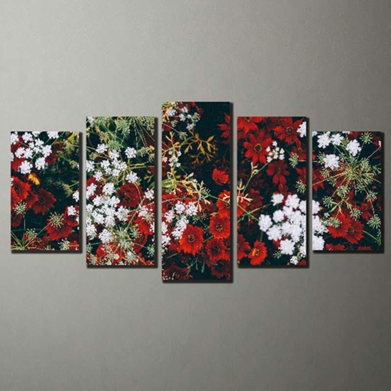 Flowers 5 Piece HD Multi Panel Canvas Wall Art Frame-Original Frame