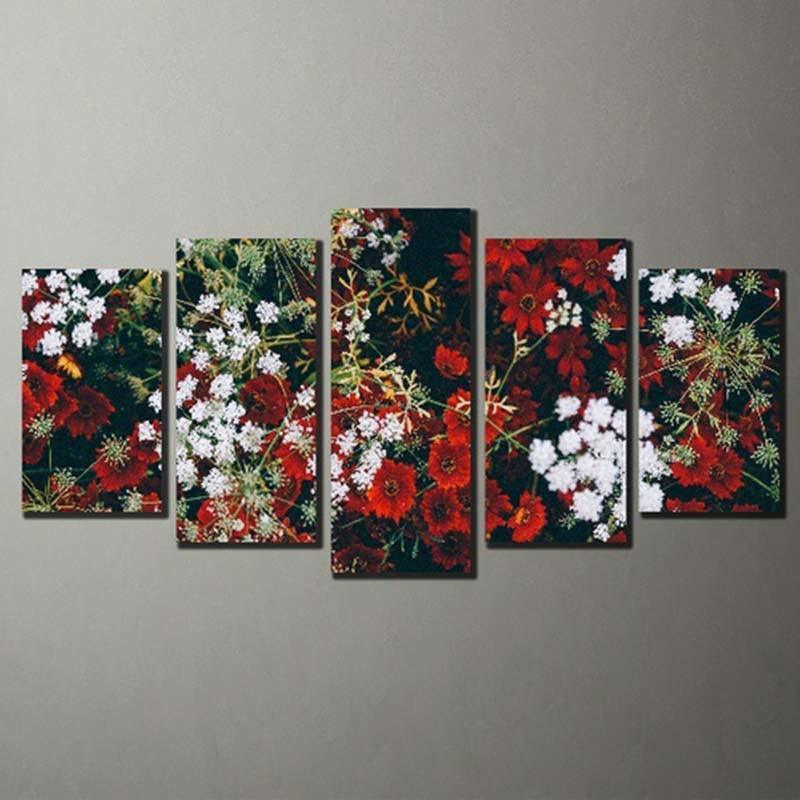 Flowers 5 Piece HD Multi Panel Canvas Wall Art Frame-Original Frame