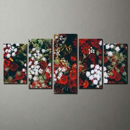 Flowers 5 Piece HD Multi Panel Canvas Wall Art Frame-Original Frame