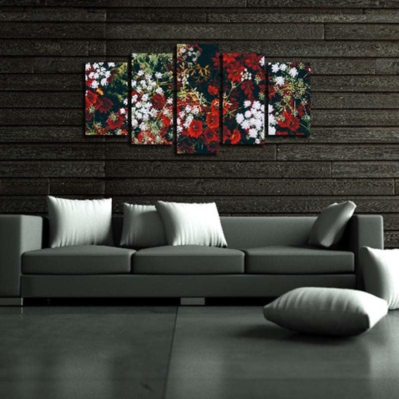 Flowers 5 Piece HD Multi Panel Canvas Wall Art Frame-Original Frame