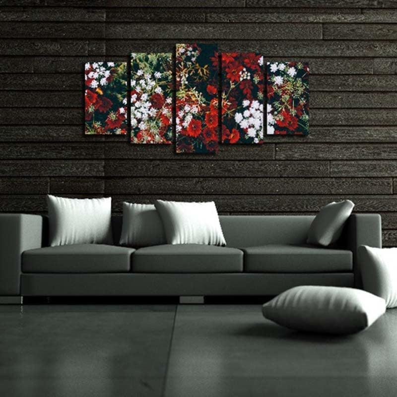 Flowers 5 Piece HD Multi Panel Canvas Wall Art Frame-Original Frame