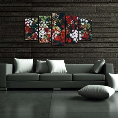 Flowers 5 Piece HD Multi Panel Canvas Wall Art Frame-Original Frame