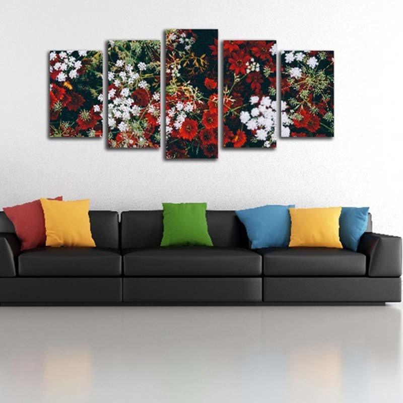 Flowers 5 Piece HD Multi Panel Canvas Wall Art Frame-Original Frame