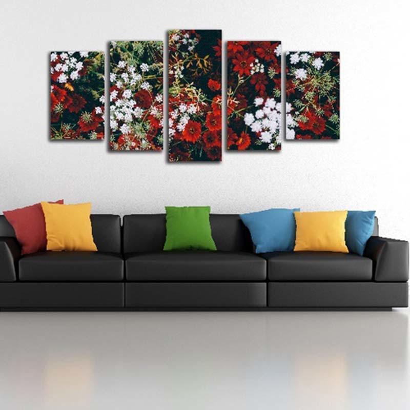 Flowers 5 Piece HD Multi Panel Canvas Wall Art Frame-Original Frame