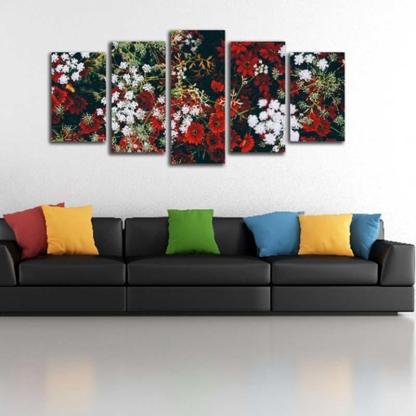 Flowers 5 Piece HD Multi Panel Canvas Wall Art Frame-Original Frame