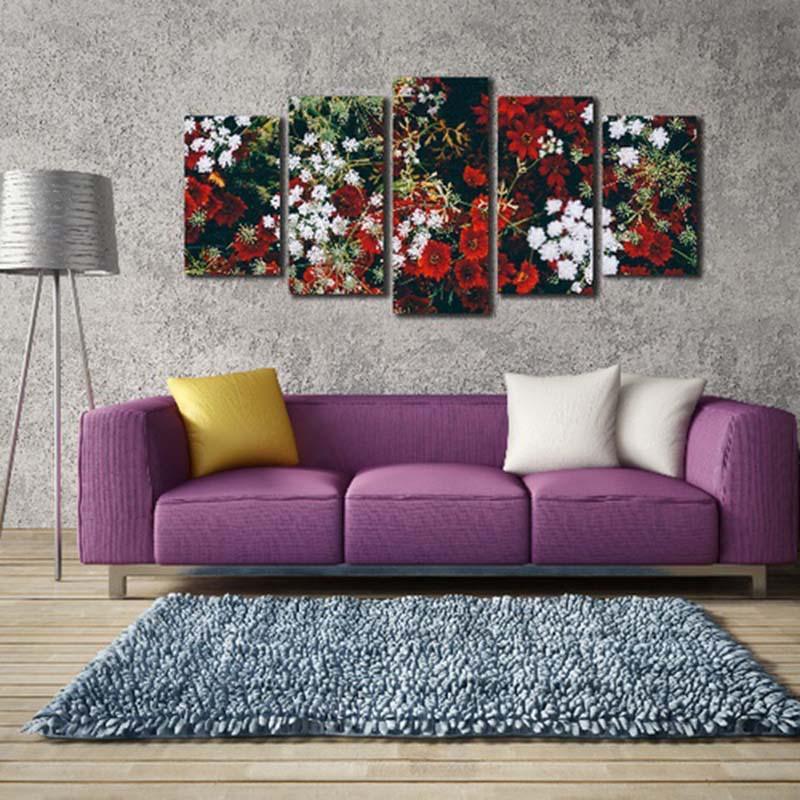 Flowers 5 Piece HD Multi Panel Canvas Wall Art Frame-Original Frame