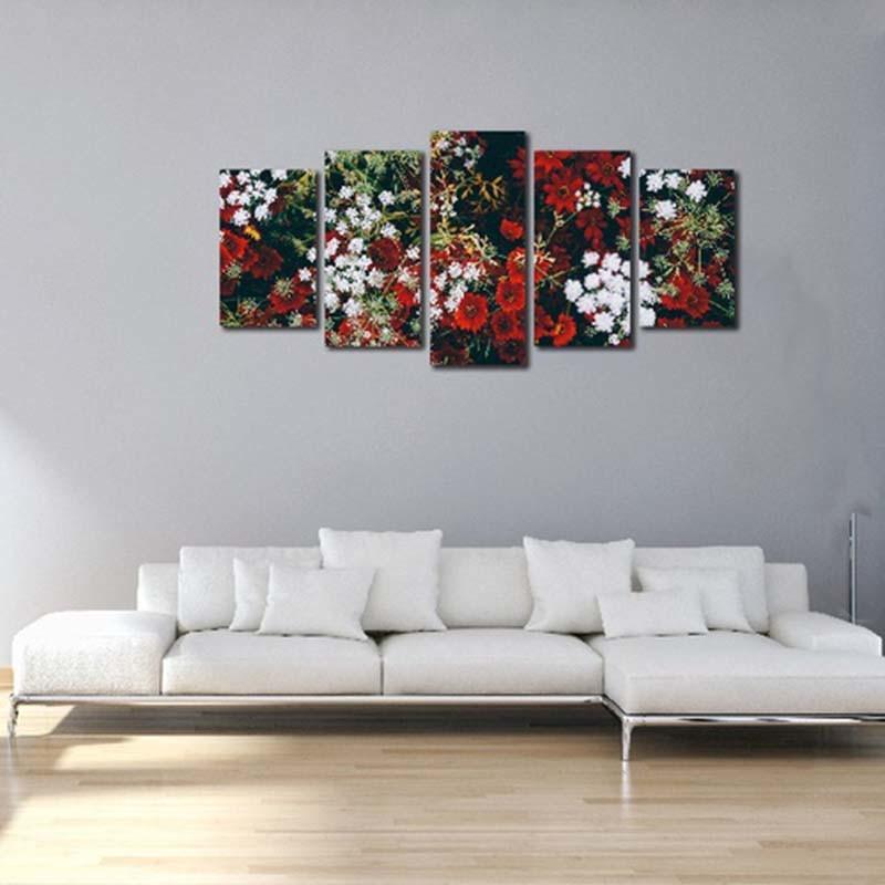 Flowers 5 Piece HD Multi Panel Canvas Wall Art Frame-Original Frame