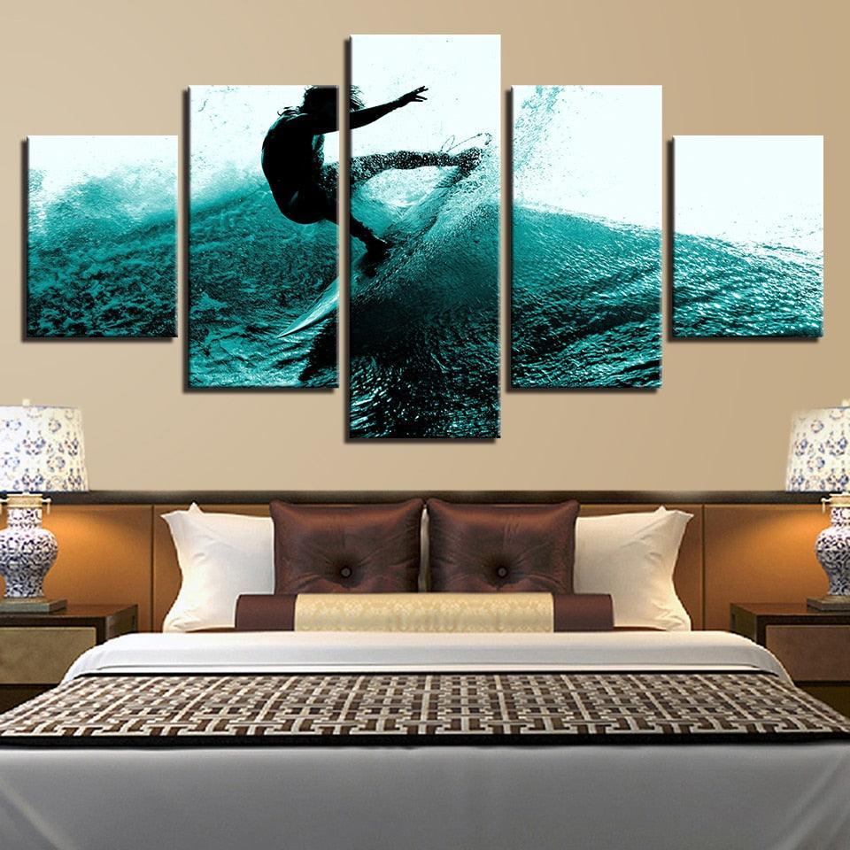 Surfer 5 Piece HD Multi Panel Canvas Wall Art Frame-Original Frame