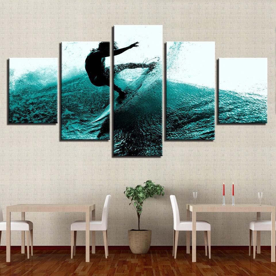 Surfer 5 Piece HD Multi Panel Canvas Wall Art Frame-Original Frame