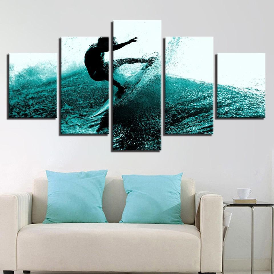 Surfer 5 Piece HD Multi Panel Canvas Wall Art Frame-Original Frame
