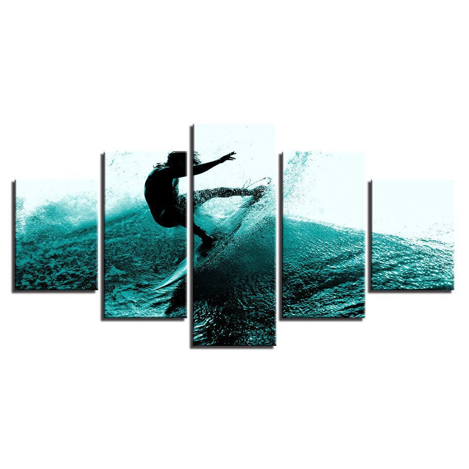 Surfer 5 Piece HD Multi Panel Canvas Wall Art Frame-Original Frame