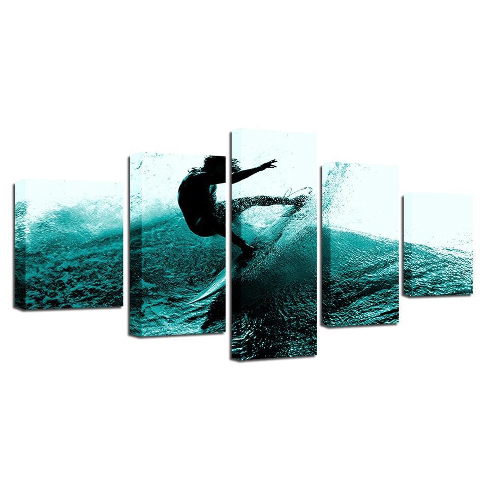 Surfer 5 Piece HD Multi Panel Canvas Wall Art Frame-Original Frame
