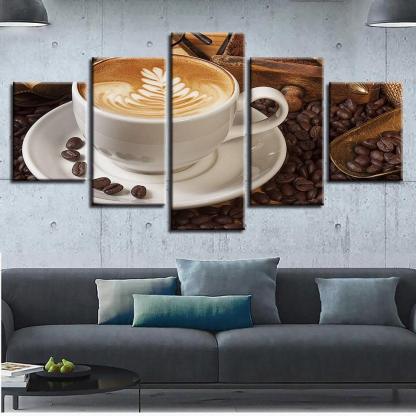 Coffee Art 5 Piece HD Multi Panel Canvas Wall Art Frame-Original Frame