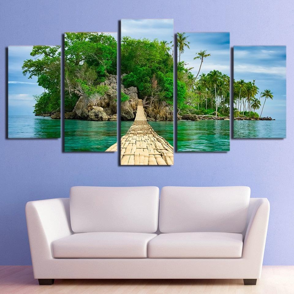 Island Escape Five-Panel Wall Art-Original Frame