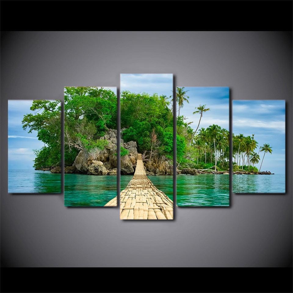 Island Escape Five-Panel Wall Art-Original Frame
