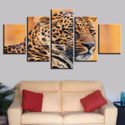 Leopard 5 Piece HD Multi Panel Canvas Wall Art Frames-Original Frame