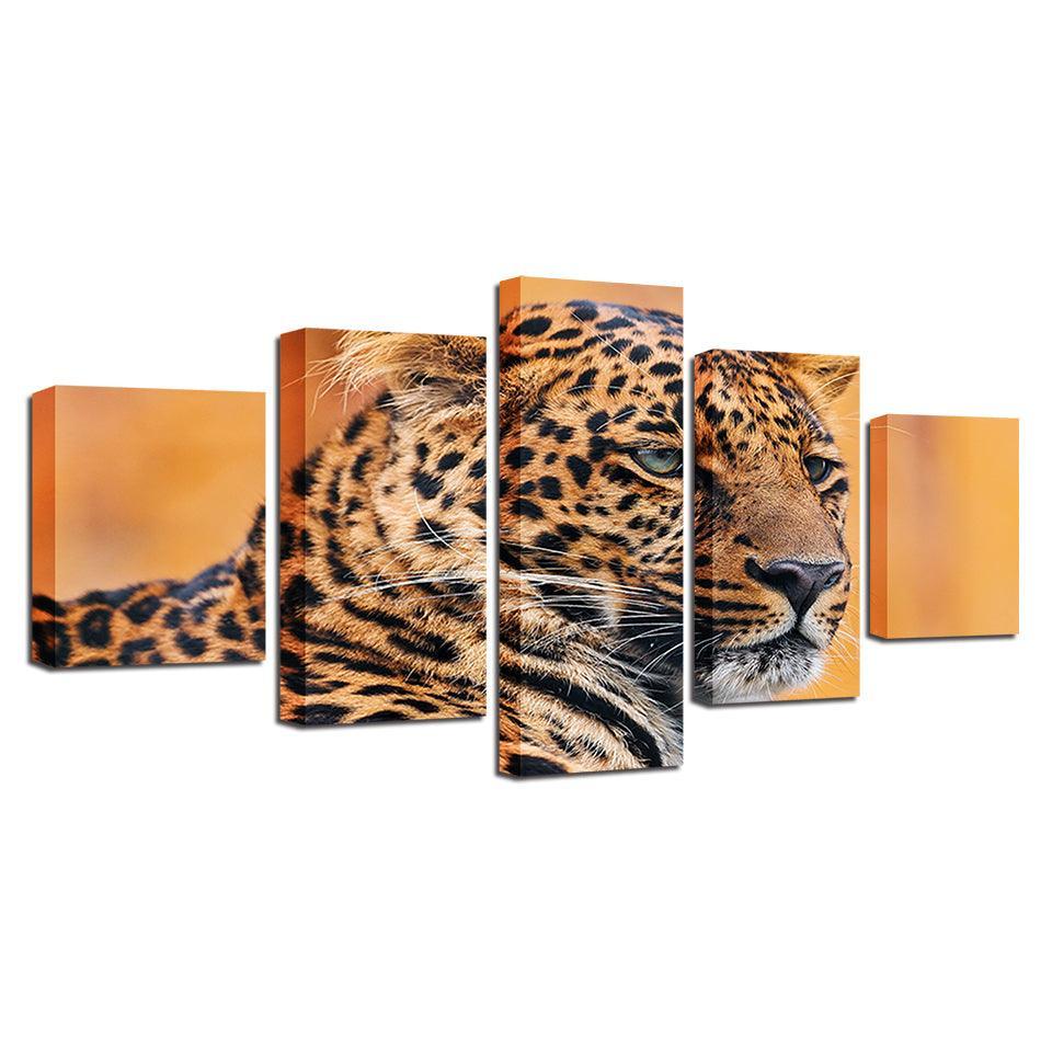 Leopard 5 Piece HD Multi Panel Canvas Wall Art Frames-Original Frame