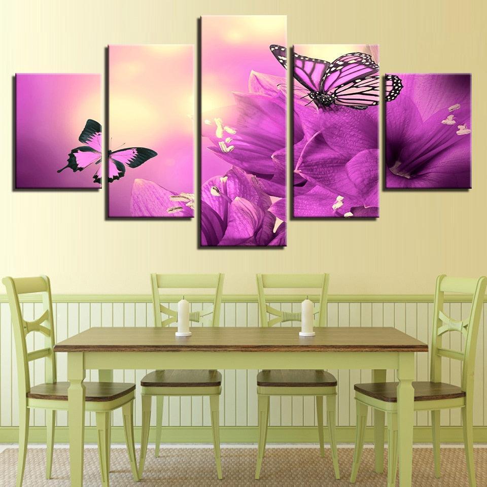 Mystic Butterflies 5 Piece HD Multi Panel Canvas Wall Art Frame-Original Frame