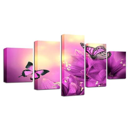 Mystic Butterflies 5 Piece HD Multi Panel Canvas Wall Art Frame-Original Frame