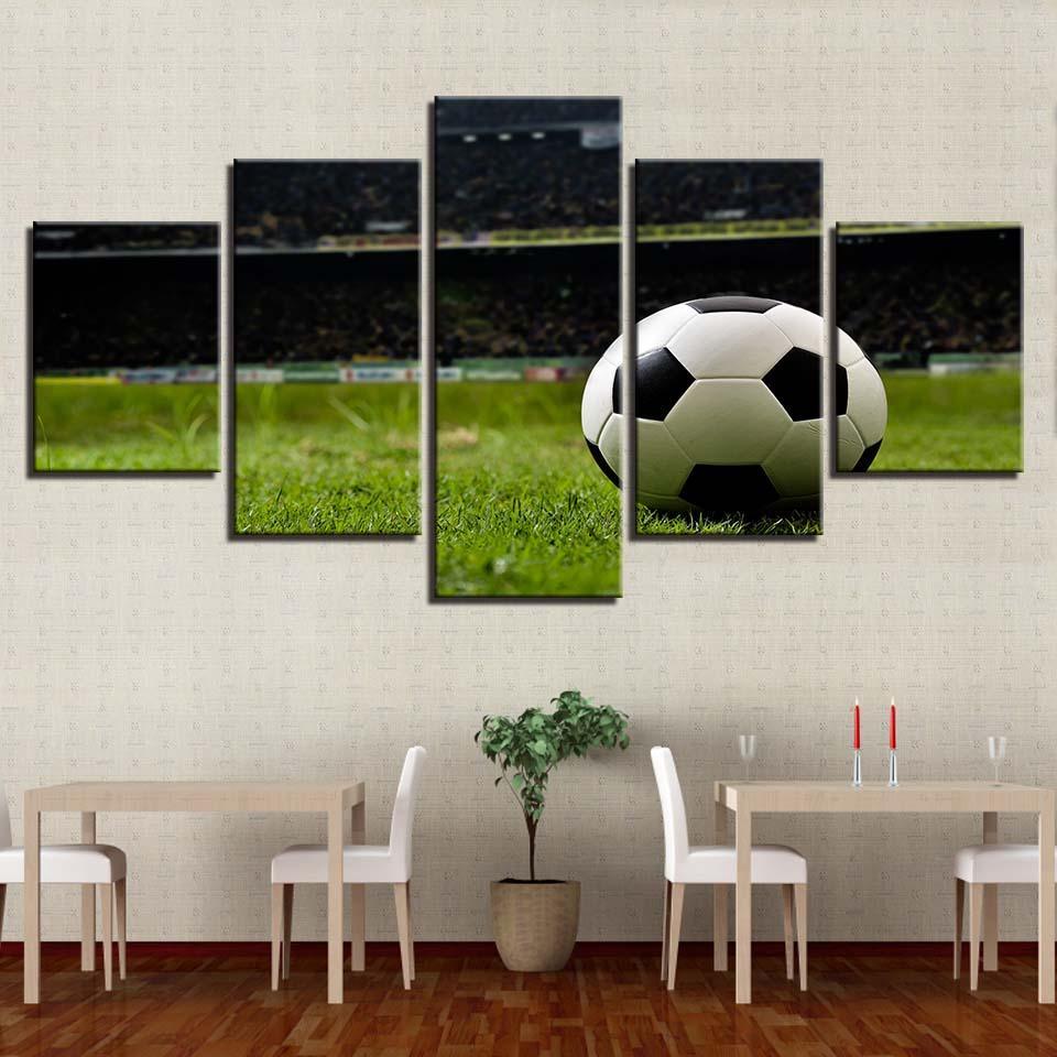 Football Course Sports 5 Piece HD Multi Panel Canvas Wall Art Frame-Original Frame