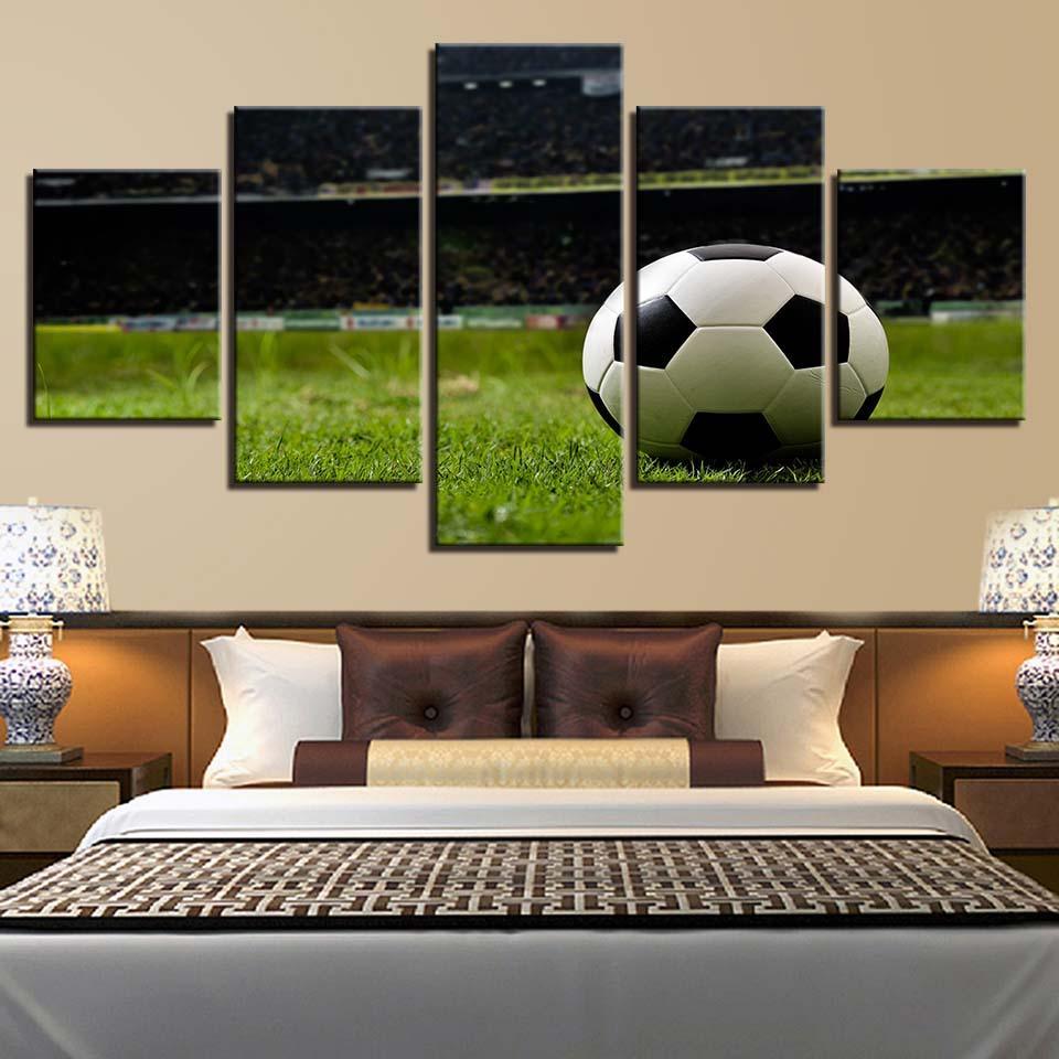 Football Course Sports 5 Piece HD Multi Panel Canvas Wall Art Frame-Original Frame