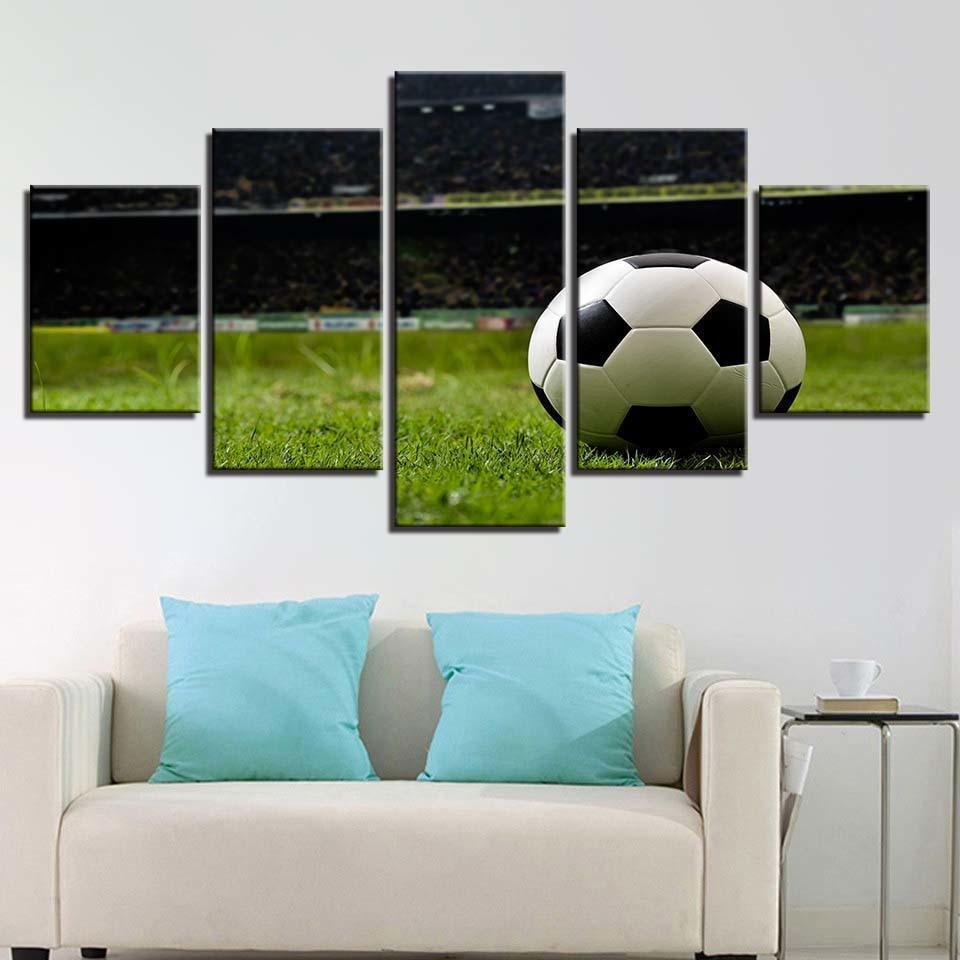 Football Course Sports 5 Piece HD Multi Panel Canvas Wall Art Frame-Original Frame