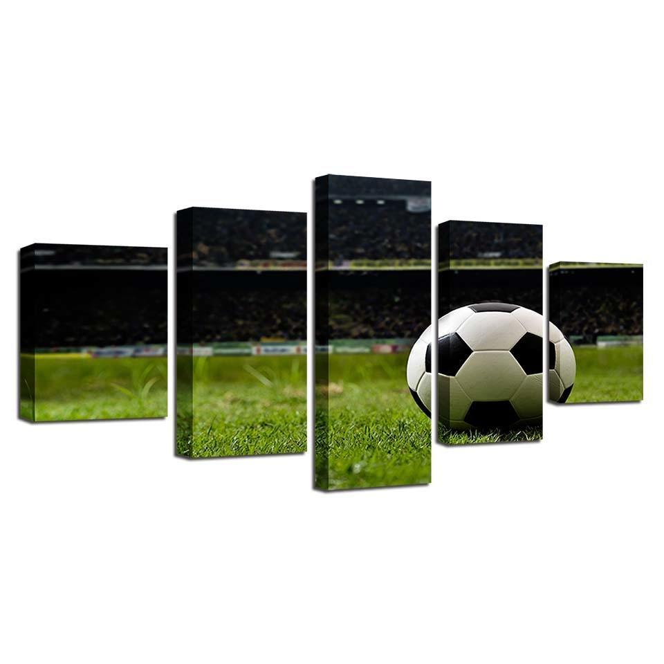 Football Course Sports 5 Piece HD Multi Panel Canvas Wall Art Frame-Original Frame