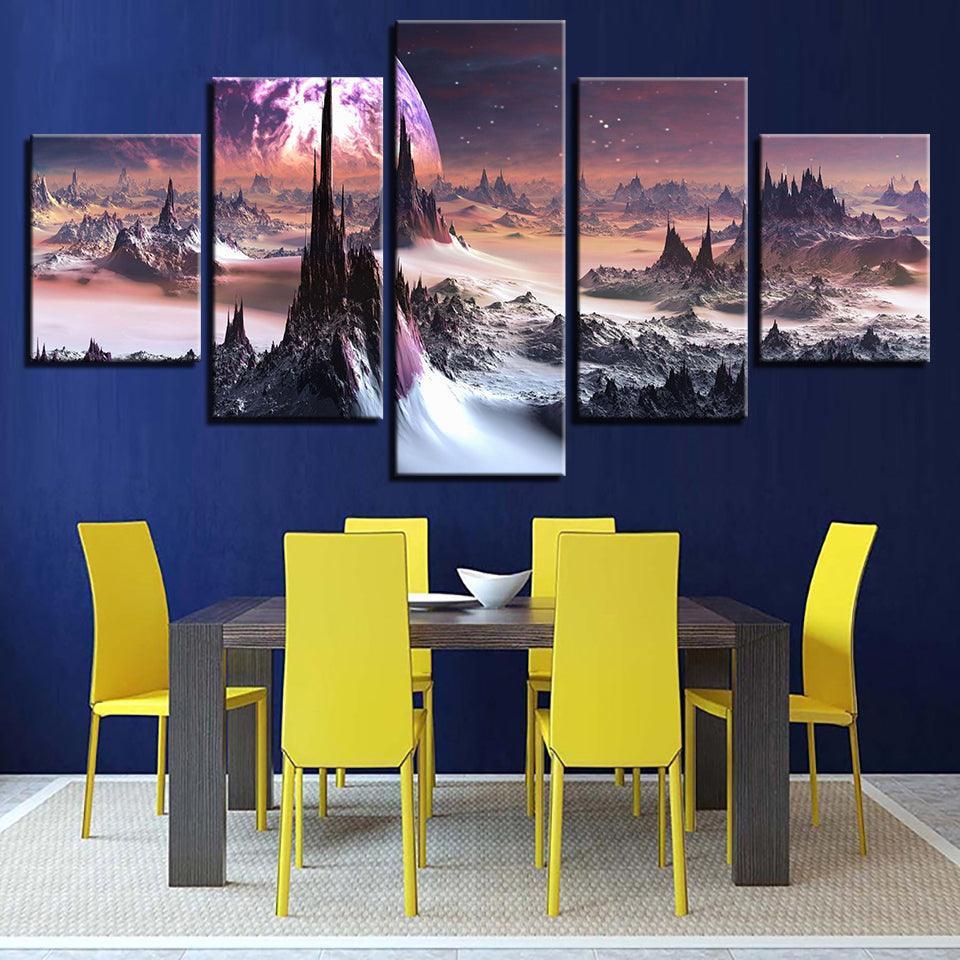 Wushan Moon 5 Piece HD Multi Panel Canvas Wall Art Frame-Original Frame