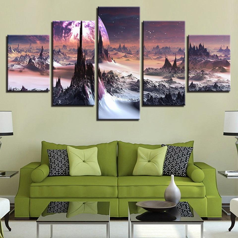 Wushan Moon 5 Piece HD Multi Panel Canvas Wall Art Frame-Original Frame