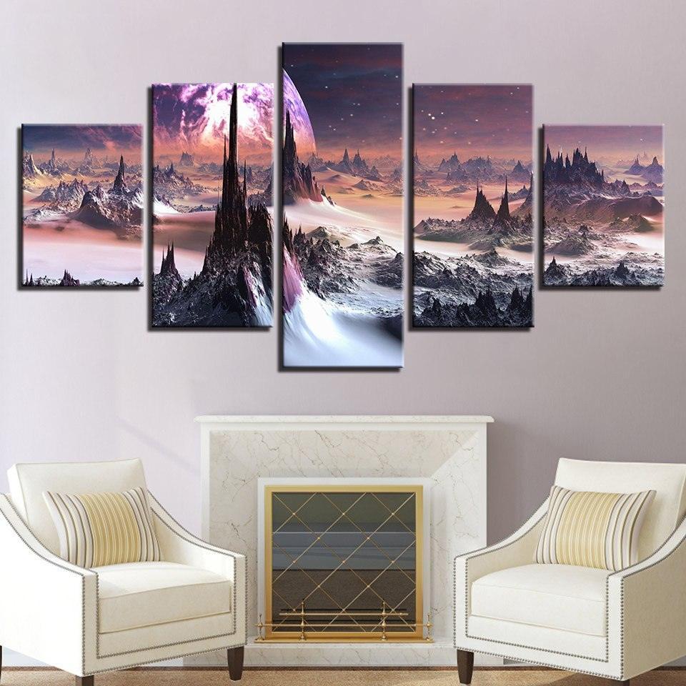 Wushan Moon 5 Piece HD Multi Panel Canvas Wall Art Frame-Original Frame