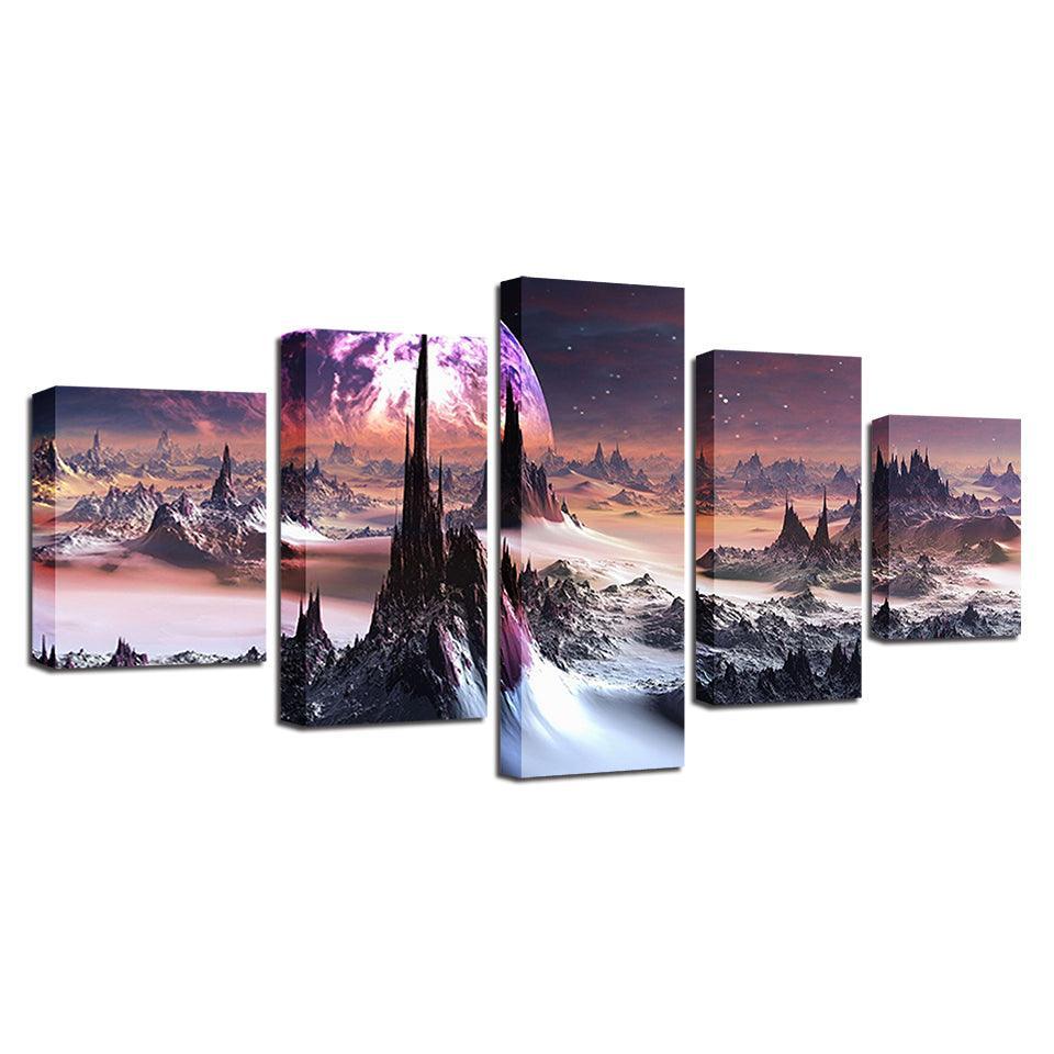 Wushan Moon 5 Piece HD Multi Panel Canvas Wall Art Frame-Original Frame