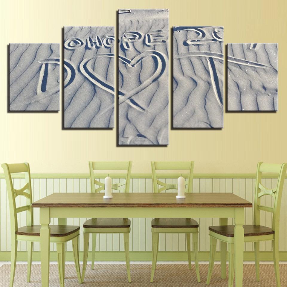 Sand Drawing 5 Piece HD Multi Panel Canvas Wall Art Frame-Original Frame