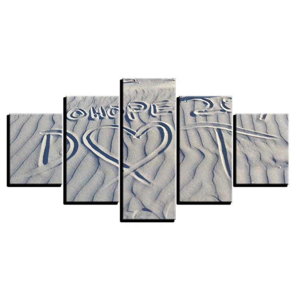 Sand Drawing 5 Piece HD Multi Panel Canvas Wall Art Frame-Original Frame