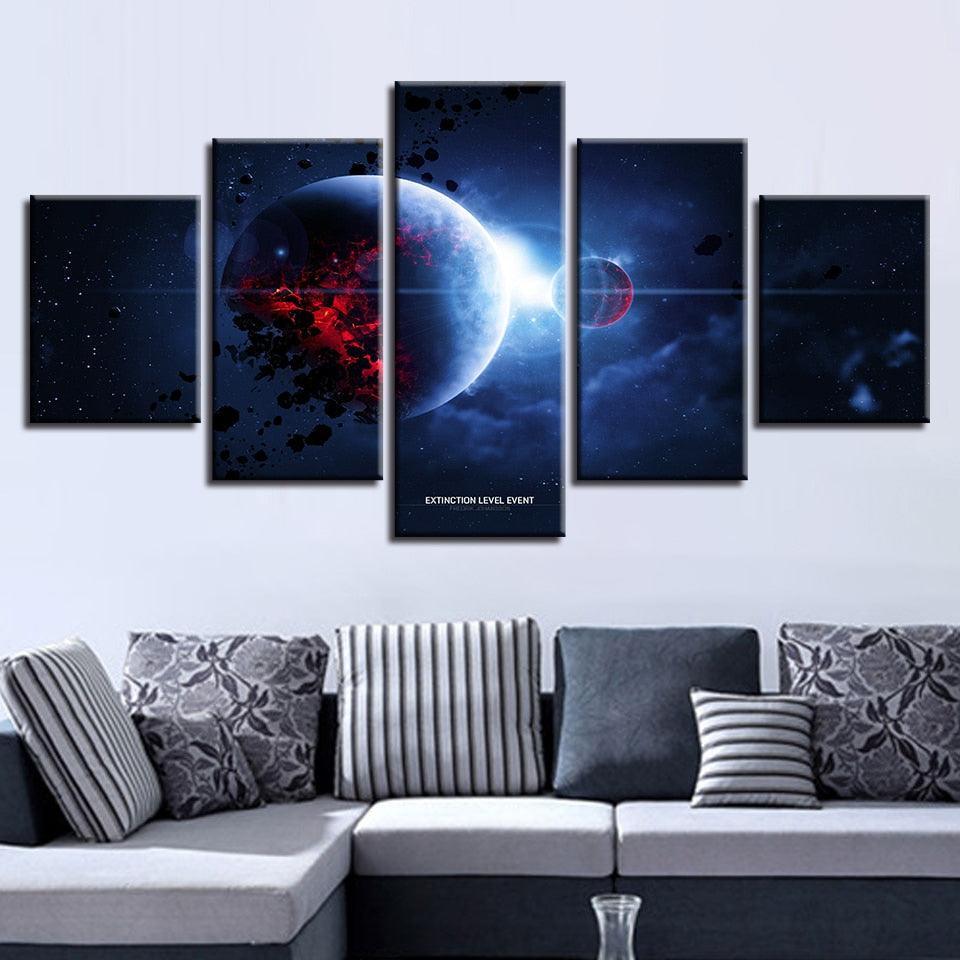 Outer Space 5 Piece HD Multi Panel Canvas Wall Art Frame-Original Frame